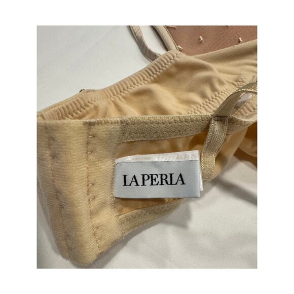 La Perla Embroidered Tulle Wireless Padded Bralette Size 32B Halo Ivory Nude - Picture 6 of 10